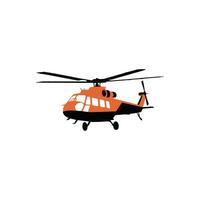 A helicopter is shown in an orange and black color vector