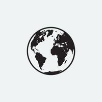 A black and white globe icon on a white background vector