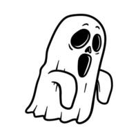 cartoon of spooky simplg ghost isolated drawing line art style sketch classic vintage design illustration vector
