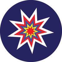 a starburst logo with a blue background vector