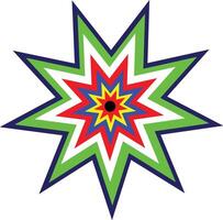 a star with a red, green and blue design vector