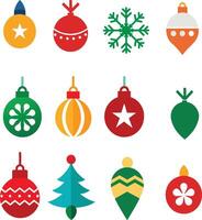 Colorful Christmas ball tree collection set illustration vector