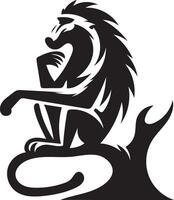 Stylish Black and White Silhouette of a Baboon vector