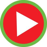 a red and green play button with a white arrow vector