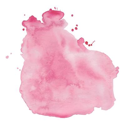 Hand Painted Watercolor Blor of Paint. Pink Watercolor Splatter on White Background. Aquarelle splash with drops stains