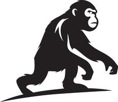 A striking, stylized silhouette of a baboon in profile view. vector