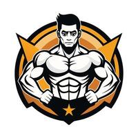 Dynamic Bodybuilder Illustration, Strength and Power vector
