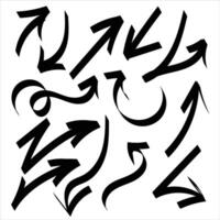 Hand drawn arrow collection. Mark here. Arrow sketch. vector