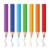 A set of colored pencils with a sample. A set of pencils in all colors of the rainbow. The texture of a pencil. vector
