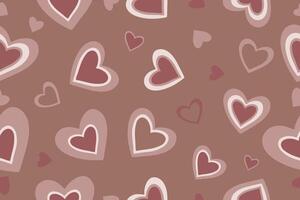 Seamless pattern with hearts in mocha mousse color. Cute background for Valentine's Day. Perfect for wrapping paper, packaging, textile design. . illustration vector