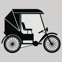 Rickshaw becak bandung west Tricycle vehicle Isolated on white background vector