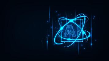 Futuristic artificial internet cyber technology concept. Abstract blue background. vector