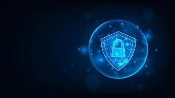 Futuristic technology security concept lock DATA on dark blue background. vector