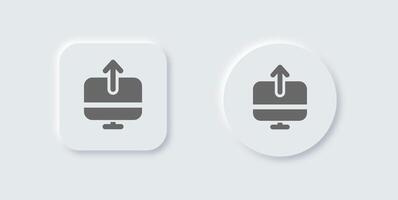 Publish solid icon in neomorphic design style. Upload signs illustration. vector