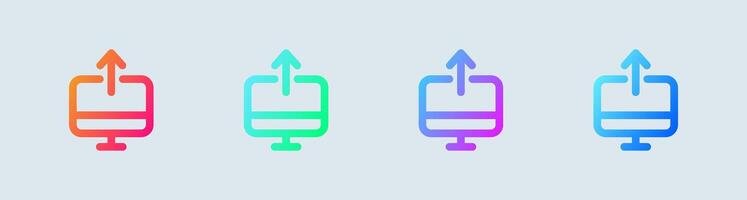 Publish line icon in gradient colors. Upload signs illustration. vector