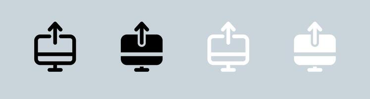 Publish icon set in black and white. Upload signs illustration. vector