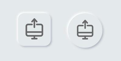 Publish line icon in neomorphic design style. Upload signs illustration. vector