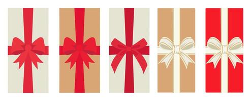 Set holiday gift rectangular boxes with ribbons and bows vector