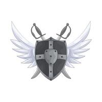 shield with two crossed swords illustration vector