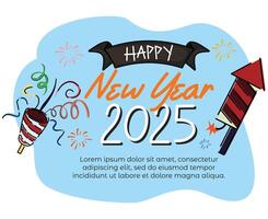 hand draw new year background with firework illustration doodle vector