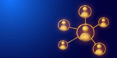 Digital user network connection in low poly style and dark blue background, abstract tech background suitable for presentations, banners, social media posts, computer networks and business connections vector