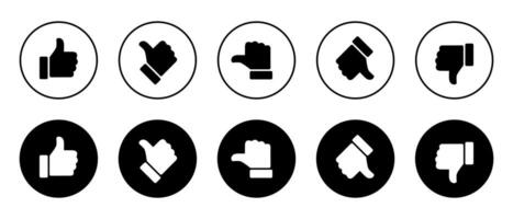 Rating and feedback scale with thumb symbol on black circle. Excellent, good, average, poor, bad review icon vector