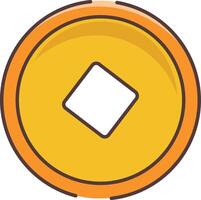 A yellow coin with a square in the middle vector