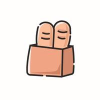 Two slices of bread in a box icon vector