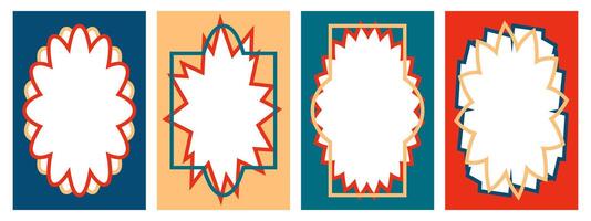 Wave scalloped edge frames collection. Trendy graphic template. Hand drawn illustration isolated on white background. vector