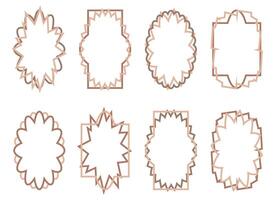 Doodle curved borders collection in trendy Mocha Mousse color. Geometric abstract frames set. Hand drawn illustration isolated on white background. vector