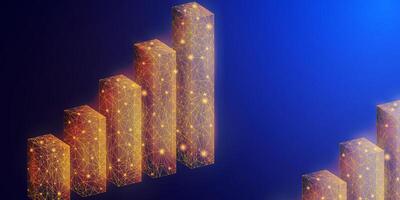 Abstract business graph on dark blue background, glowing graph up illustration for presentation illustrations, marketing, economic analysis, business development and profit reports. vector