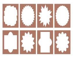 Wave curved edge frames background collection in trendy Mocha Mousse color. Geometric abstract template. Hand drawn illustration. vector