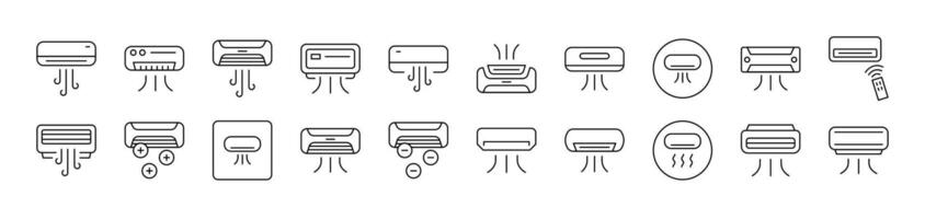Air Conditioning Related Line Icons for Web Sites, Books, Cards, Apps. Editable Stroke. Suitable for Web Sites, Books, Cards, Apps vector