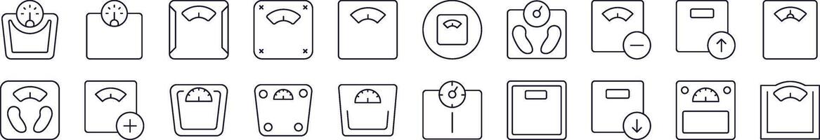 Floor Scale Line Icon Pack. Editable Stroke. Minimalistic Linear Pictogram for Design of Cards, Apps, Banners, Posts vector