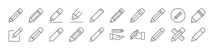 Bundle of Line Icons of Pen. Editable Stroke. Minimalistic Linear Pictogram for Design of Cards, Apps, Banners, Posts vector