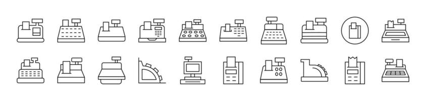 Simple Linear Icon of Cash Register. Editable Stroke. Minimalistic Linear Pictogram for Design of Cards, Apps, Banners, Posts vector