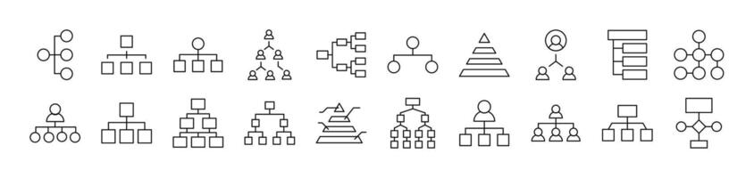 Hierarchy Line Icon Bundle. Editable Stroke. Minimalistic Linear Pictogram for Design of Cards, Apps, Banners, Posts vector