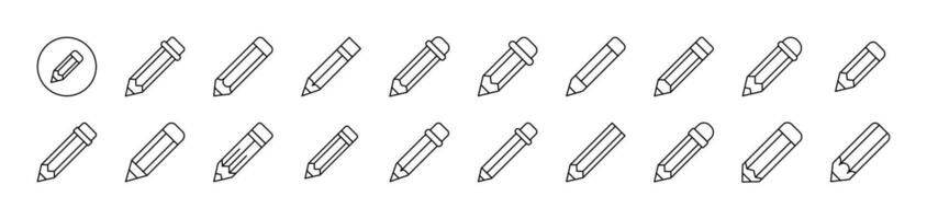 Pen and Pencils Collection of Thin Icons. Editable Stroke. Suitable for Web Sites, Books, Cards, Apps vector