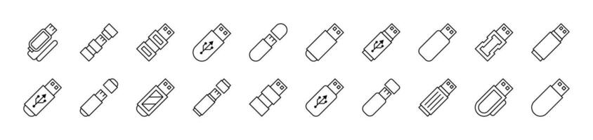 Flash Card or Memory Card Related Line Icons for Web Sites, Books, Cards, Apps. Editable Stroke. Suitable for Web Sites, Books, Cards, Apps vector