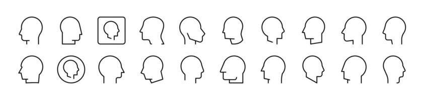 Faceless Person Profile Line Icon Bundle. Editable Stroke. Minimalistic Linear Pictogram for Design of Cards, Apps, Banners, Posts vector