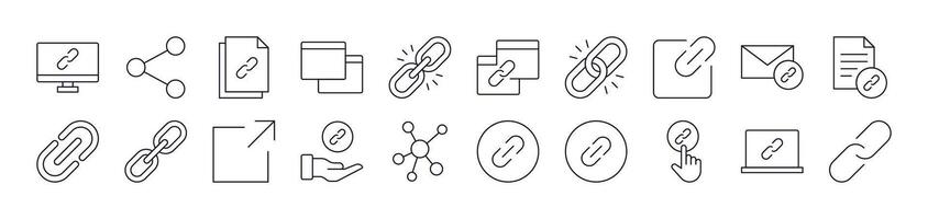 Link and Share Line Icon Collection. Editable Stroke. Minimalistic Linear Pictogram for Design of Cards, Apps, Banners, Posts vector
