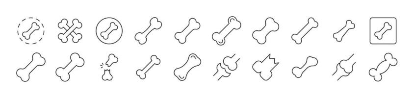 Bones Icon Set for UI, Placards, Books, Apps. Editable Stroke. Suitable for Web Sites, Books, Cards, Apps vector