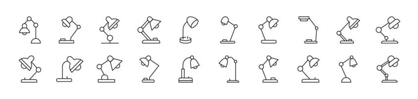Table Lamp Set of Thin Icons. Editable Stroke. Suitable for Web Sites, Books, Cards, Apps vector