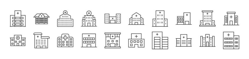 Hospital Related Line Icons for Web Sites, Books, Cards, Apps. Editable Stroke. Suitable for Web Sites, Books, Cards, Apps vector
