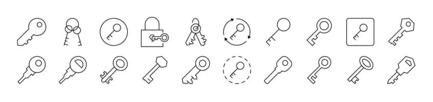 Key for Door Collection of Thin Icons. Editable Stroke. Suitable for Web Sites, Books, Cards, Apps vector