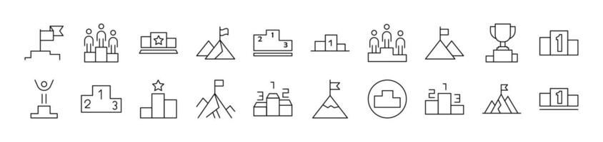 Winner and Pedestal Related Line Icons for Web Sites, Books, Cards, Apps. Editable Stroke. Suitable for Web Sites, Books, Cards, Apps vector