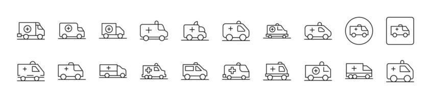 Ambulance Related Line Icons for Web Sites, Books, Cards, Apps. Editable Stroke. Suitable for Web Sites, Books, Cards, Apps vector