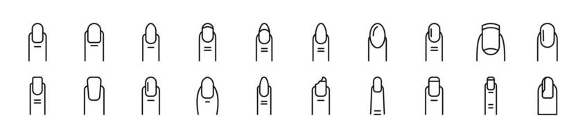 Nail Icon Set for UI, Placards, Books, Apps. Editable Stroke. Suitable for Web Sites, Books, Cards, Apps vector