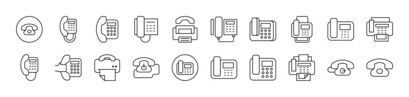 Phone and Fax Collection of Thin Icons. Editable Stroke. Suitable for Web Sites, Books, Cards, Apps vector