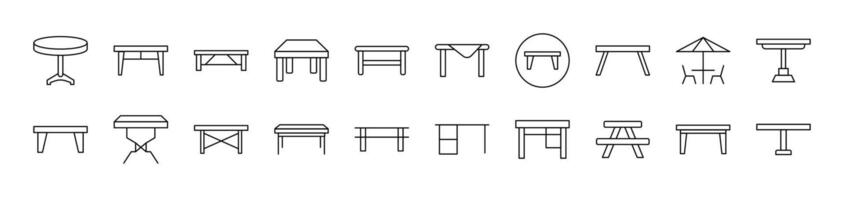 Table Related Icon Set. Editable Stroke. Suitable for Web Sites, Books, Cards, Apps vector